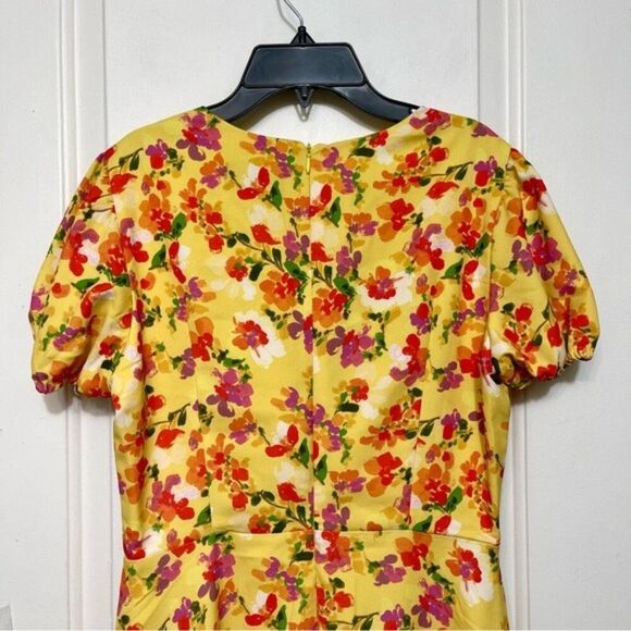 Alexia Admor Gracie Sweetheart Fit & Flare Midi Dress in Yellow Floral Size 6 - Picture 11 of 16